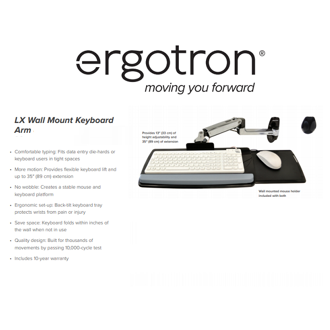 Ergotron 45246026 LX Wall Mount Keyboard Arm Keyboard/Mouse arm