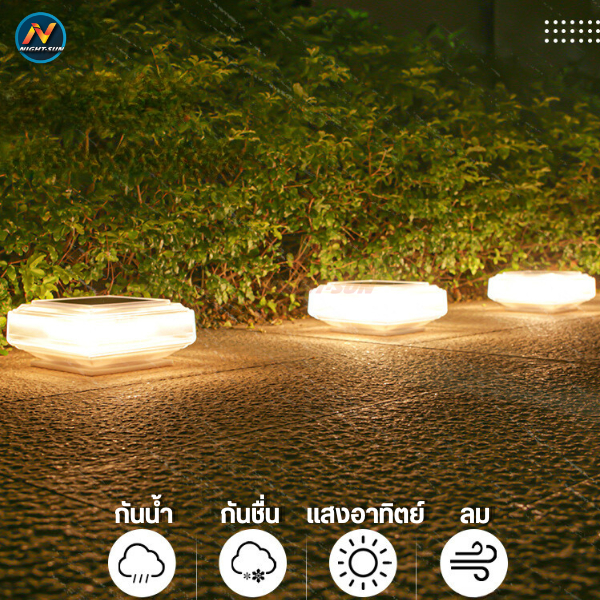 NEW📌โคมไฟหัวเสาโซล่าเซลล์ led ไฟติดผนัง ไฟตกแต่งสวน solar light กันน้ำ ...