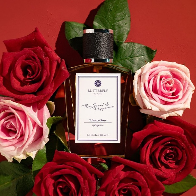 กุหลาบ-ยาสูบ 10ml.EDP, น้ำหอมแท้ บัตเตอร์ฟลายไทยเพอร์ฟูม - Tobacco Rose Scent, Butterfly Thai Perfume