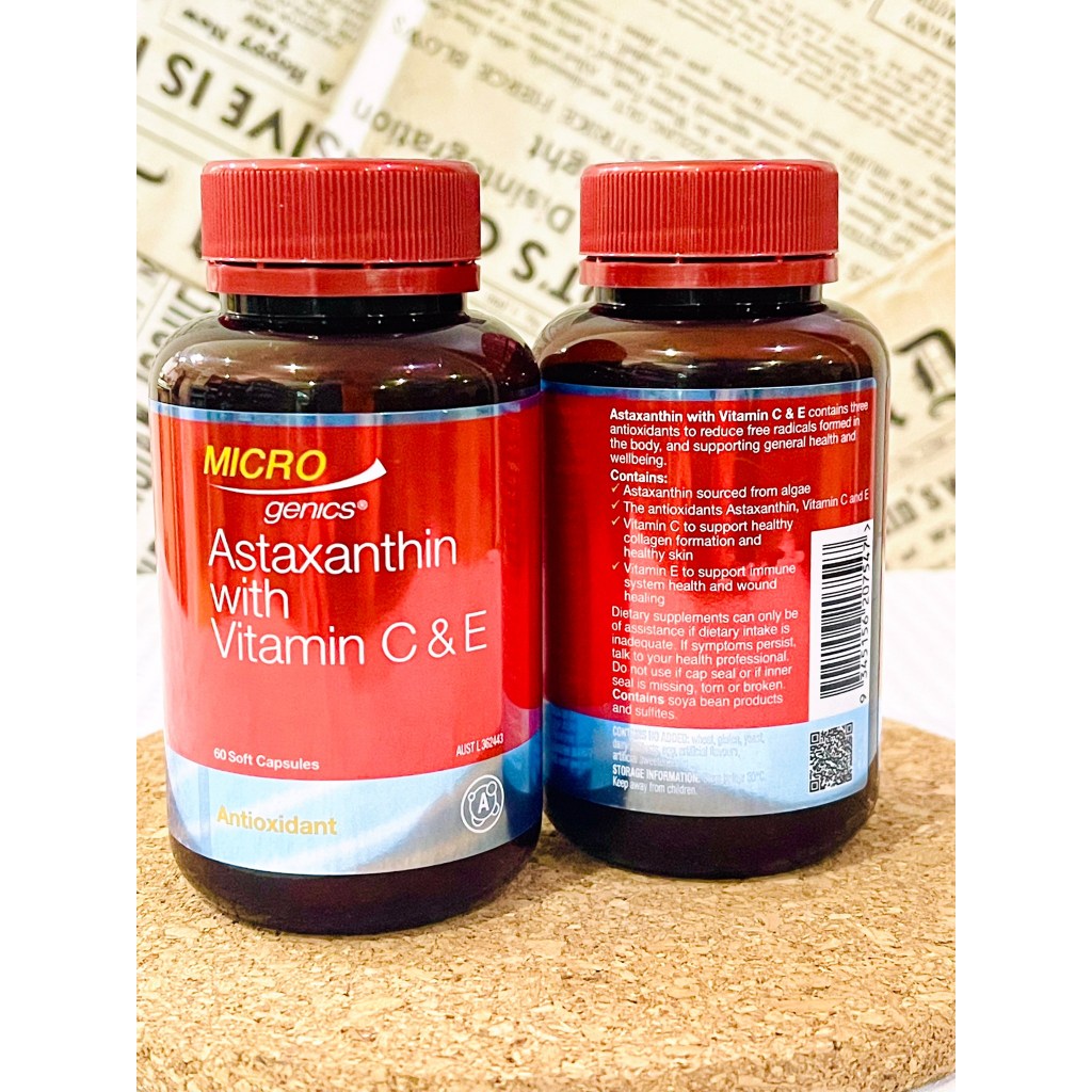 Microgenics Astaxanthin 6mg. with Vitamin C&E จากออสเตรเลีย 60ซอฟเจล ...