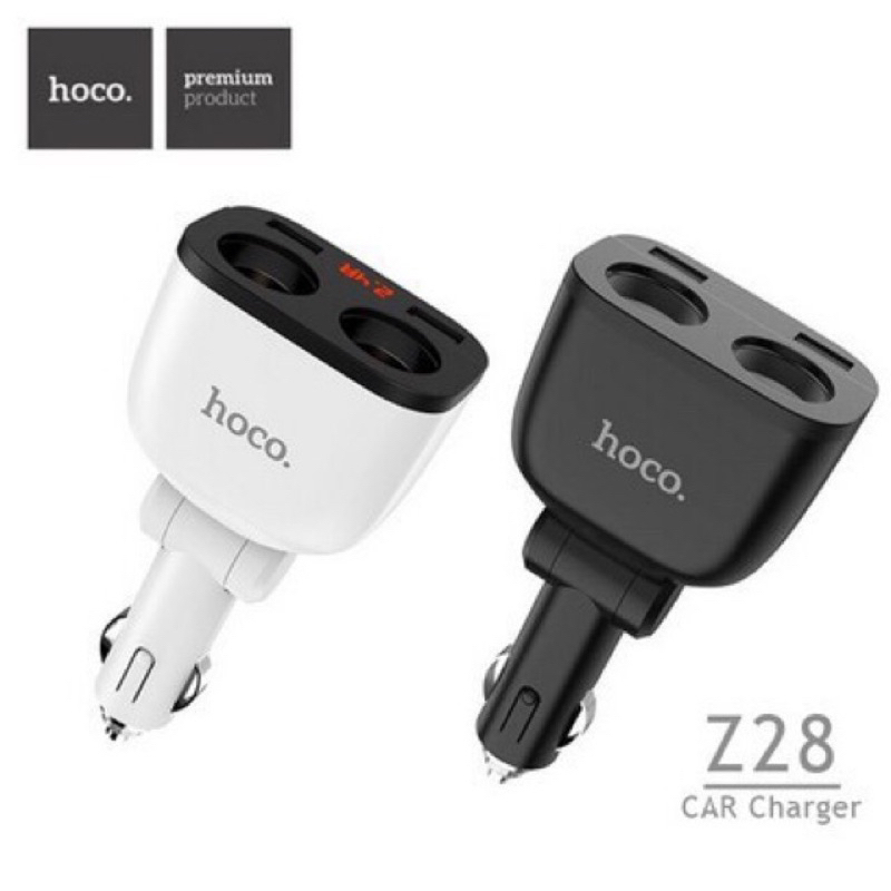 Hoco Z28 ที่ชาร์จไฟในรถ จอ LED 2 ช่องชาร์จ | Shopee Thailand