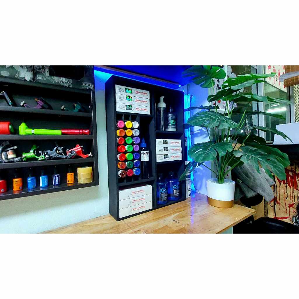 ชั้นวางหมึกสัก Ink Rack อุปกรณ์สัก อุปกรณ์ทั่วไป แบบไม้ สีดําด้าน งาน ...