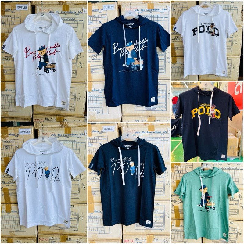 พร้อมส่ง!!New!!BEVERLY HILLS POLO CLUB เสื้อยืดแขนสั้นทรงฮู้ด Classic ...