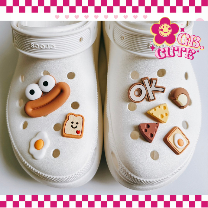 ตัวติดรองเท้า Crocs Jibbitz 1 เซ็ท ลาย Double Cheese จำนวน 8 ชิ้น ค่ะ
