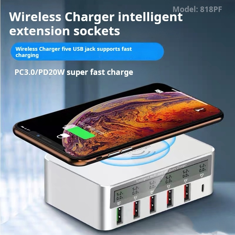 100W Quick Charge 3.0 TYPE-C＋5Port ＋Wireless chargingจอแสดงผลLed Fast ...