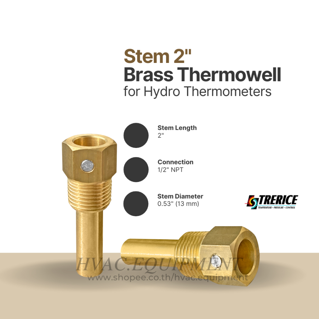 Trerice Brass Thermowell เทอร์โมเวลทองเหลือง เกลียวนอก (External Thread