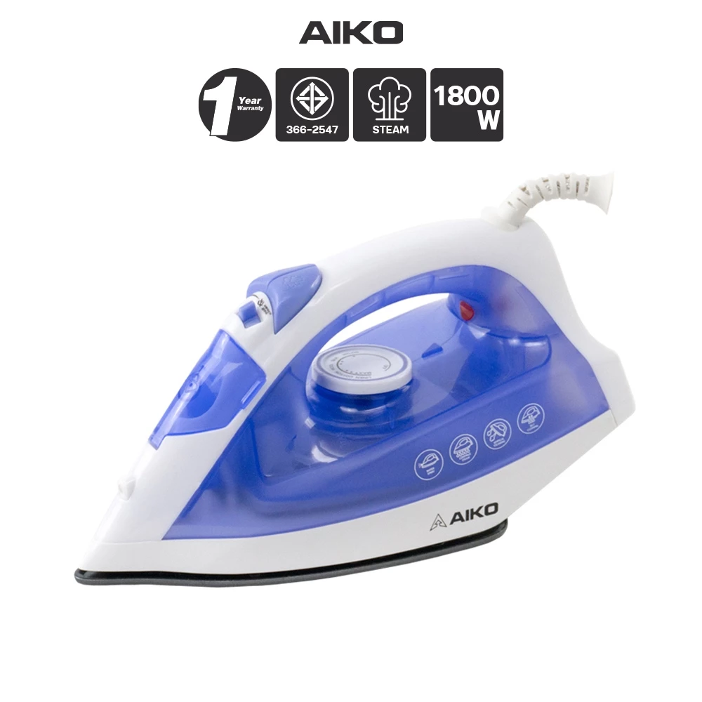AIKO EL-2018B เตารีดไอน้ำเคลือบเทฟล่อน พร้อมสเปรย์และโหมดรีดแบบแห้ง