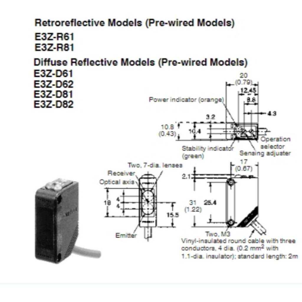 E3Z-R61 Photoelectric Sensor,โฟโต้เซนเซอร์ ,,แผ่นสะท้อน พร้อมส่ง ...