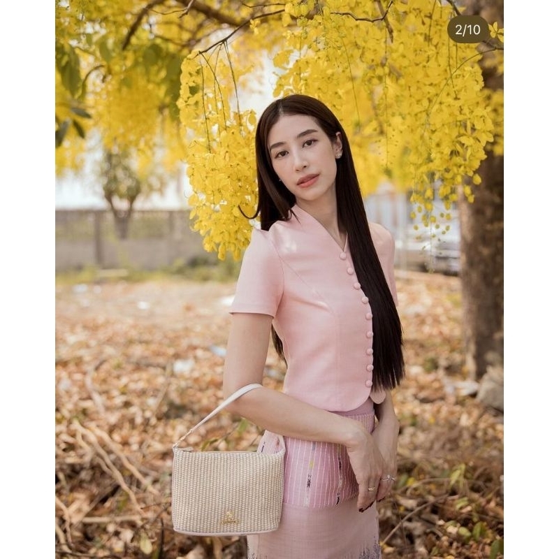เซ็ทชุดไทยประยุกต์สีชมพูนม ABIGAIL ผ้าดีไซส์เป๊ะ พร้อมส่ง ราคา 790 มุมมองที่ 2