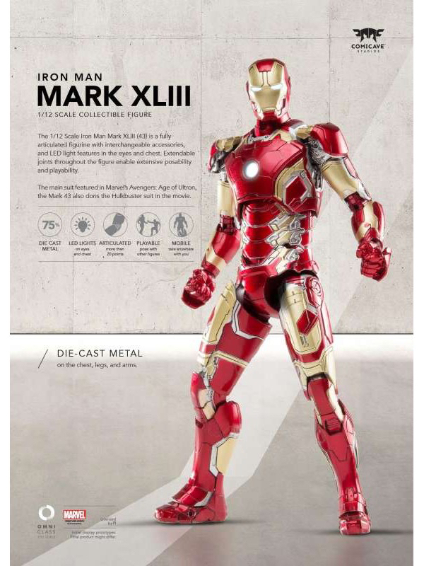 Comicave Studios 1/12 Scale Iron Man Mark XLIII 43 Collectible