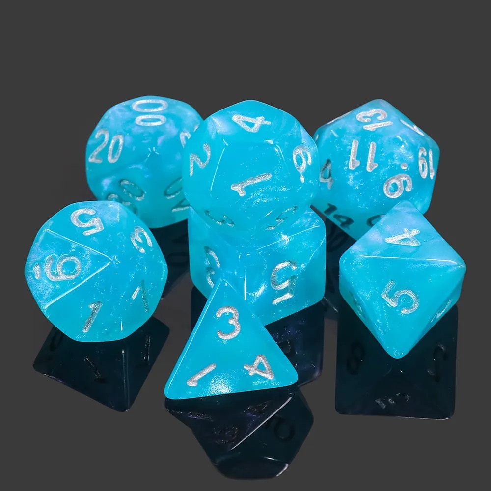 Unearthed Treasure Sapphire 7-Piece Polyhedral RPG Dice Set main image 1