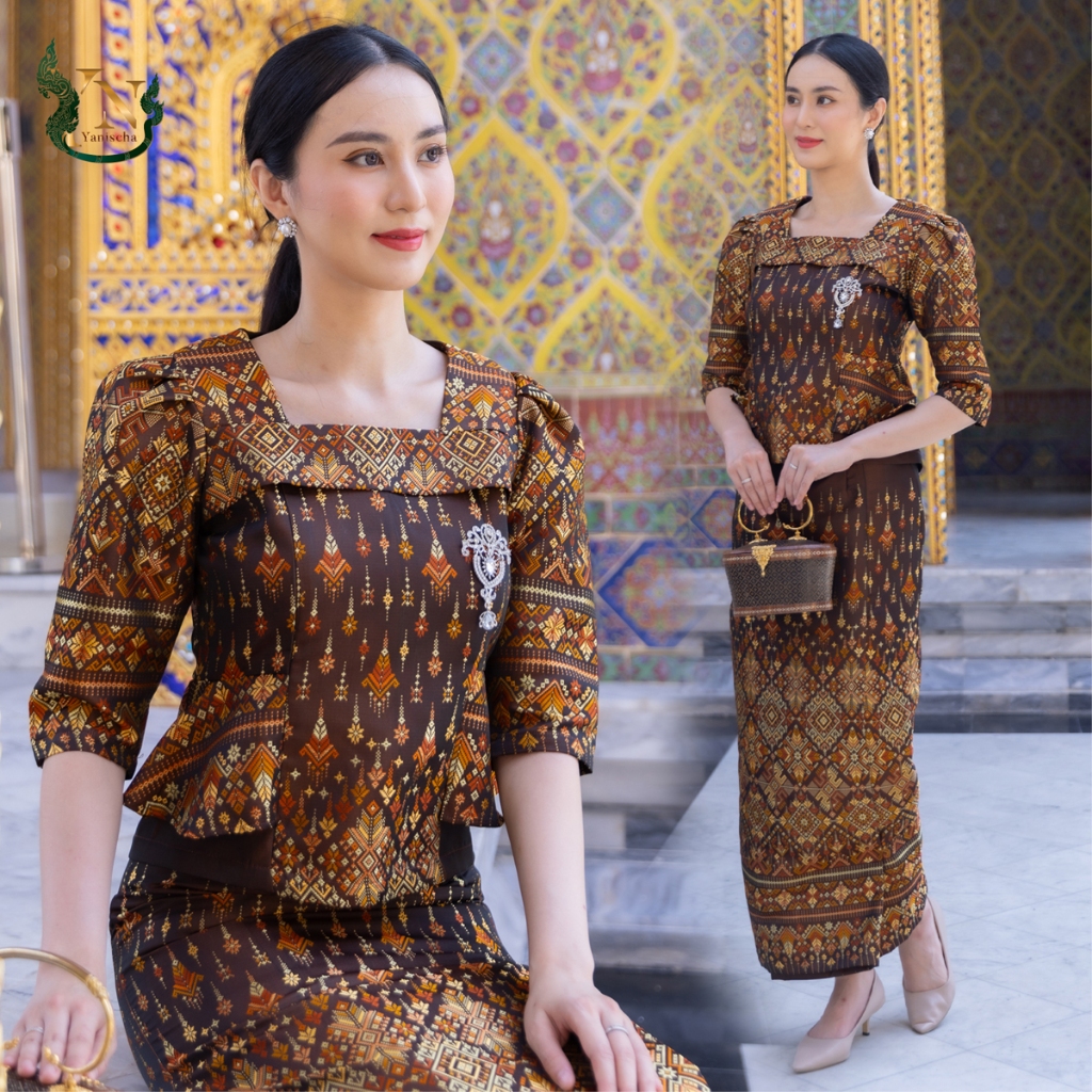 เซ็ทชุดผ้าไหมแพรวาแท้ทอลายกาฬสินธุ์ ไซส์ M-4XL งานฝีมือ 20 ปี พร้อมส่ง