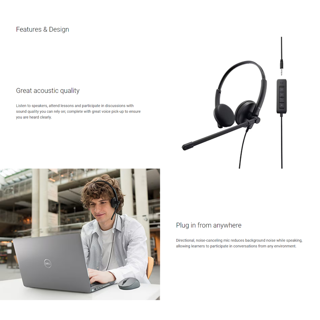 Dell Stereo Headset WH1022 หูฟัง มีสาย ของแท้ ประกันศูนย์ 3ปี | Shopee ...