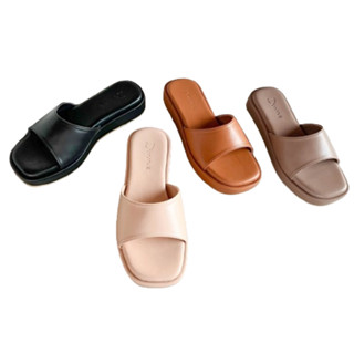 DINN โฟมส้นเตารีดสีล้วน แตะส้นตึก รองเท้าแตะส้นสูง รองเท้าแฟชั่นผู้หญิง Wedges รุ่น more than