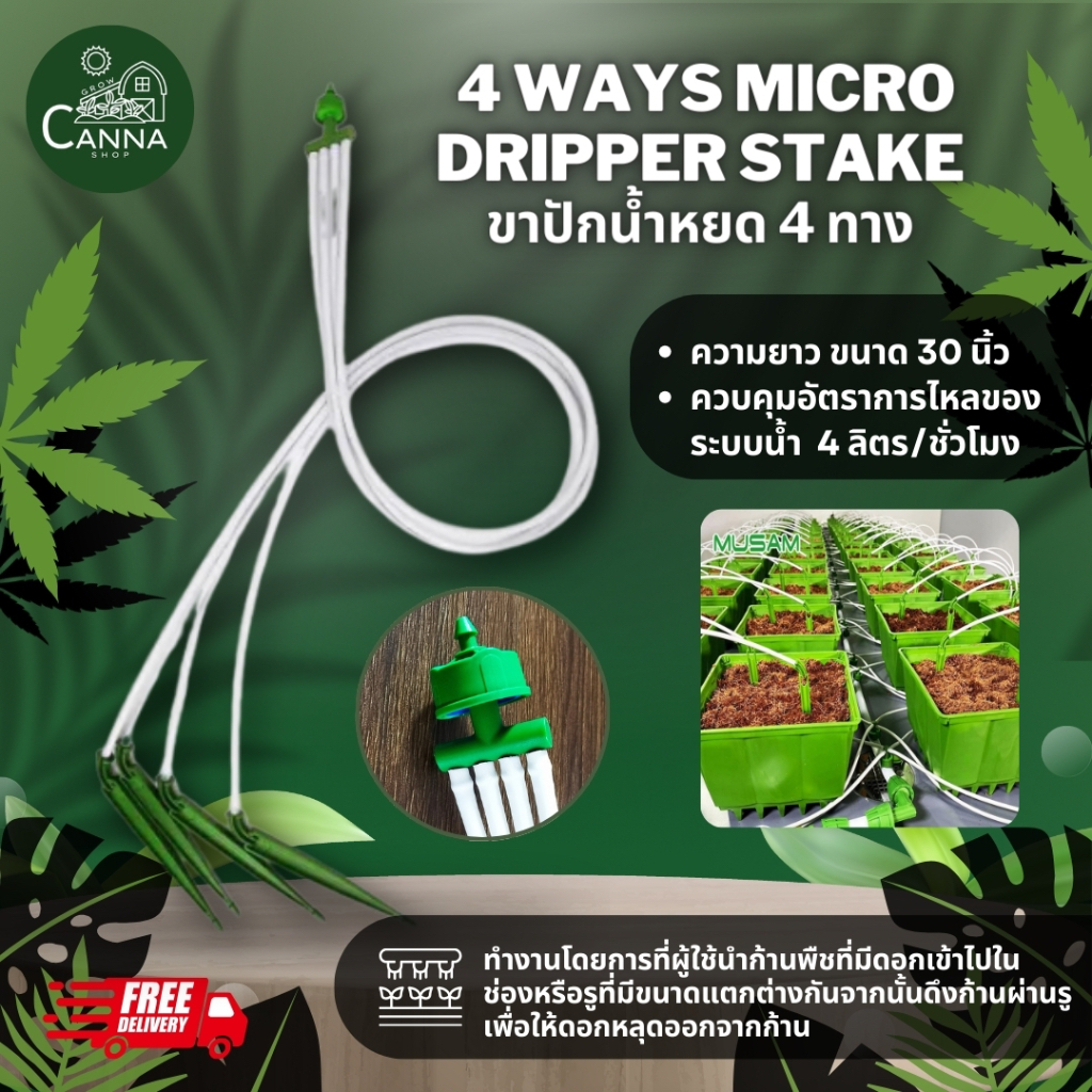 4 Ways Micro Dripper Stake ขาปักน้ำหยด 4 ทาง ขนาด 30 นิ้ว ควบคุมอัตรา ...