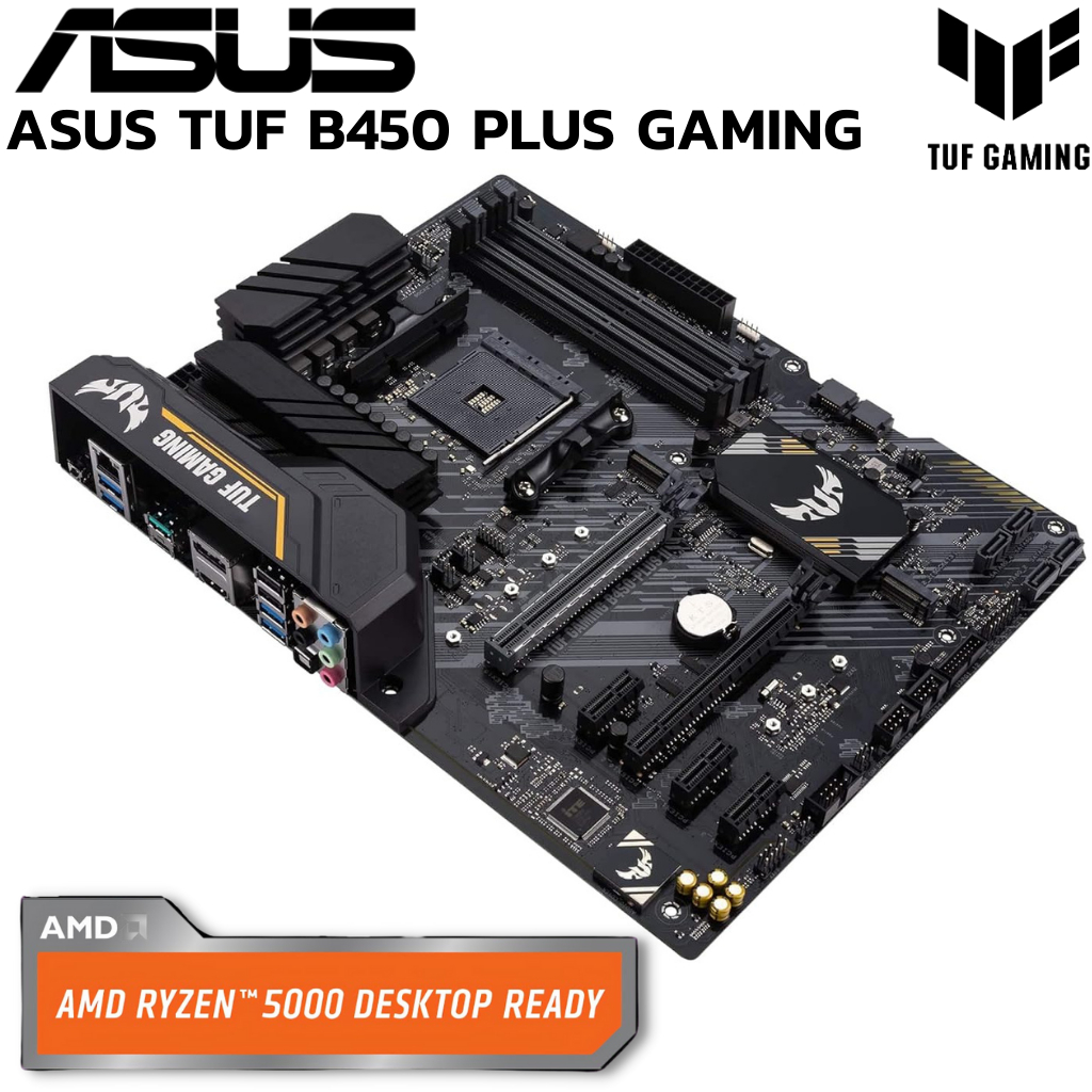 MAINBOARD (เมนบอร์ด) AM4 ASUS TUF B450-PLUS GAMING DDR4 Support