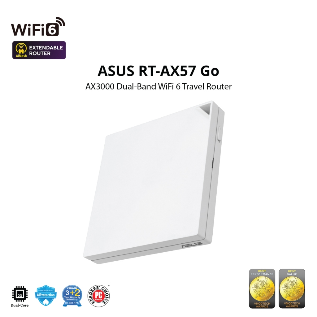 ASUS เราเตอร์ RT-AX57 Go AX3000 Dual Band WiFi 6 802.11ax Travel Router ...
