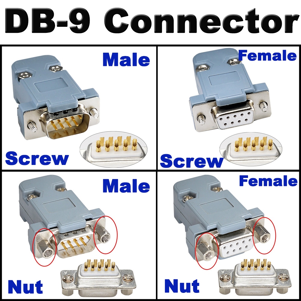 ชุดหัวประกอบ DB-9 DB9 RS232 Male Female Connector ( Solid Pin Gold ...