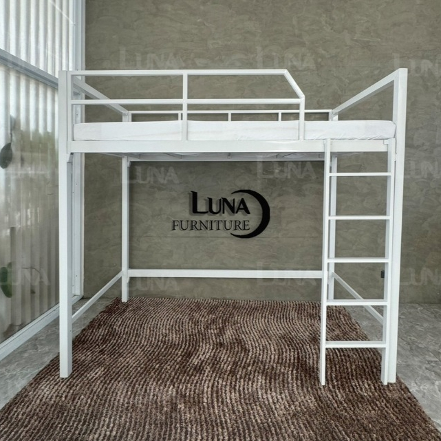 เตียง2ชั้น เตียงยกสูง บันไดแบบปีน เลือกได้ 3.5 ฟุต 5ฟุต 6ฟุต ไม่รวมโต๊ะเก้าอี้
