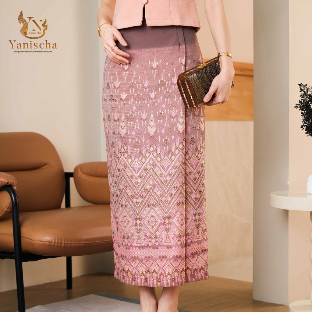 Yanischa Dress ชุดออกงานผ้าฝ้ายชินมัย สีพีช ใส่แล้วผอม ไปวัด งานบุญ พร้อมส่ง มุมมองที่ 2
