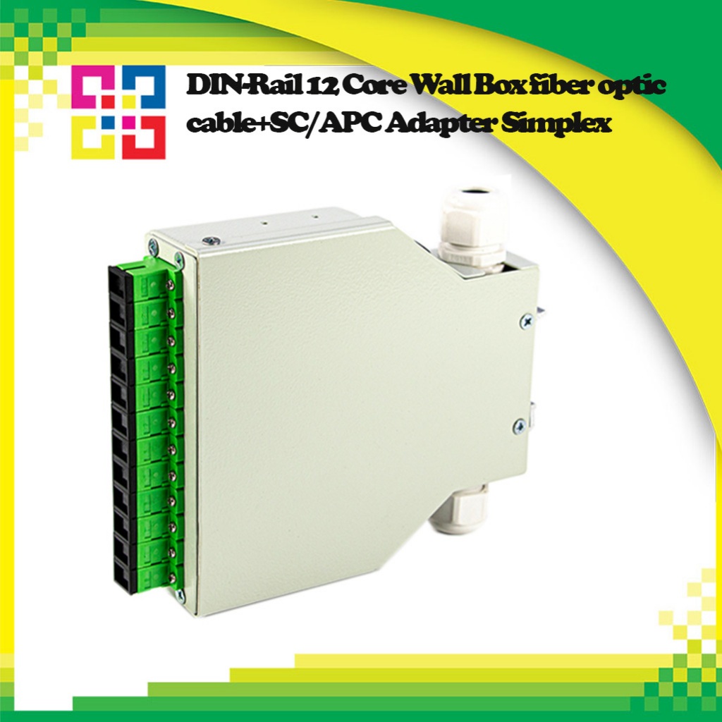 DIN-Rail 12 Core Wall Box fiber optic cable+SC/APC Adapter Simplex ...