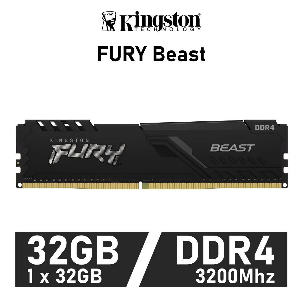 32GB (32GBx1) DDR4 3200MHz RAM (แรมพีซี) KINGSTON FURY BEAST (KF432C16BB/32)