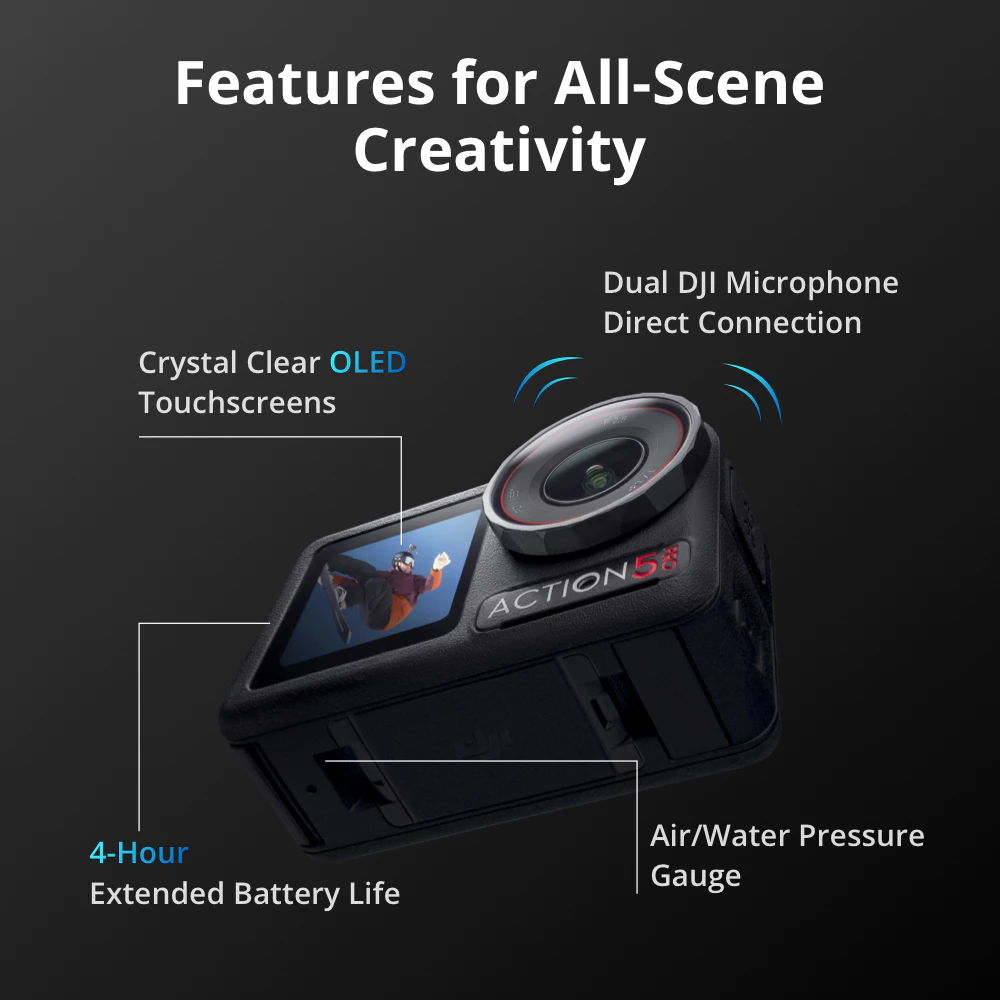 DJI Osmo Action 5 Pro - Action Camera | กล้องแอคชั่น | 1/1.3 Sensor 4K/120fps | กล้องดำน้ำ ลึก 20 ม. https://wayoza.com