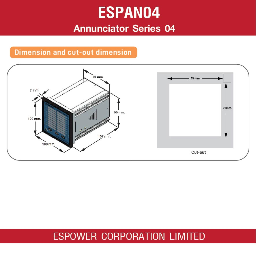 espan-annunciator-series-04-espan04-อุปกรณ์แจ้งเตือนความผิดปกติภายในตู้ไฟฟ้า