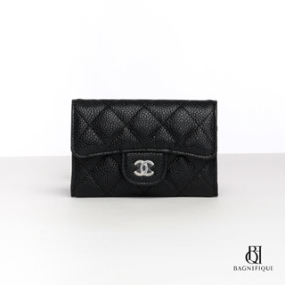 NEW CHANEL CARD HOLDER SHORT BLACK CAVIAR SHW