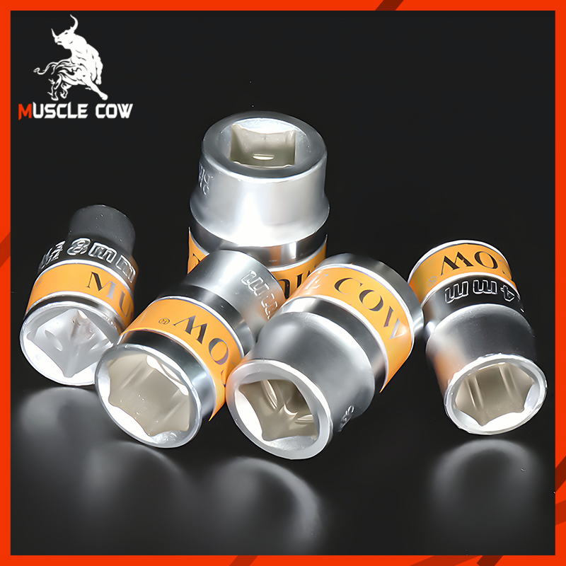 Muscle Cow ลูกบล็อกสั้น 6 เหลี่ยม1/2 นิ้ว ขนาด 8 - 22 มม. ( Hand Socket ...