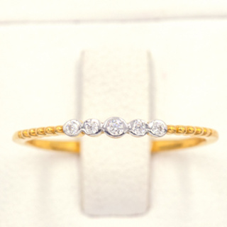 แหวนแถวเรียงกัน 5 เม็ด แหวนเพชร แหวนทองเพชรแท้ ทองแท้ 37.5% (9K) ME898