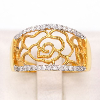 แหวนฉลุรูปดอกไม้ สวยๆ เก๋ๆ 🌺 แหวนเพชร แหวนทองเพชรแท้ ทองแท้ 37.5% (9K) ME660
