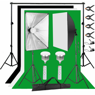 85W/150W ไฟถ่ายรูป ไฟไลฟ์สด ไฟสตูดิโอ &amp; ฉากถ่ายรูป 2x2m ผ้าฉากหลัง 2x3m Green Screen Photography Studio Lighting Kits