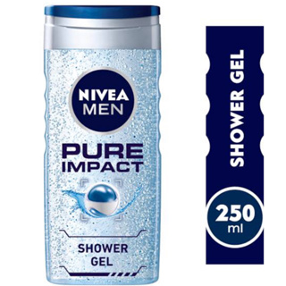 Nivea Men Pure Impact Shower Gel Hair, Face &amp; Body Wash, 250ml ผลิตภัณฑ์ทำความสะอาดเส้นผม ผิวหน้า ผิวกาย สูตรพิเศษจากน
