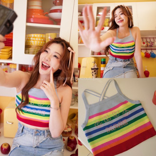 Rainbow knitting 🌈⛅️(320฿) เสื้อไหมพรมผ้านิต งานทอสลับสีสันสดใส น่ารักมากกก เนื้อผ้าหนานุ่มนิ่ม ใส่สบายค่า seouler