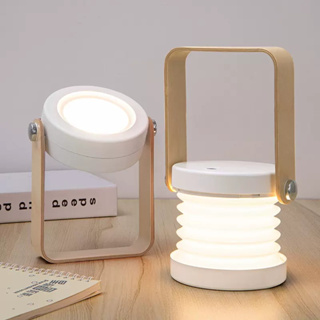 โคมไฟตั้งโต๊ะ รูปทรงตะเกียง LED ดีไซน์ทันสมัย ปรับไฟได้ 3 ระดับ ไฟหัวเตียงสำหรับห้องนอน