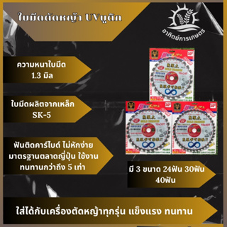 GOLD DRAGON ใบตัดหญ้า UV บูติก เหล็กเกรดSK-5 ติดเล็บ ขนาด10นิ้ว 24ฟัน 30ฟัน 40ฟัน