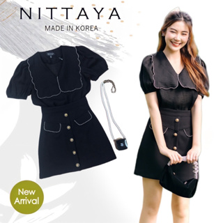 NITTAYA:: เซตเสื้อชีฟอง+กระโปรงสั้นสีดำ(*รบกวนเช็คสต๊อกก่อนกดสั่งซื้อ)