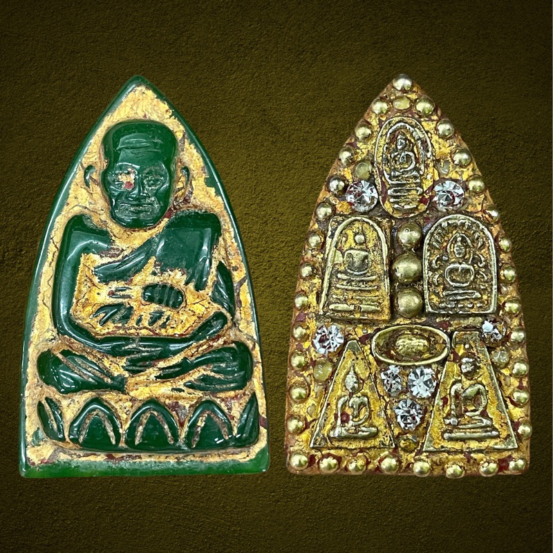 หลวงปู่ทวด-หลังประดับพลอย-เนื้อหยกเขียว-กรุวัดพระแก้ว-กรุวังหน้า-amulet