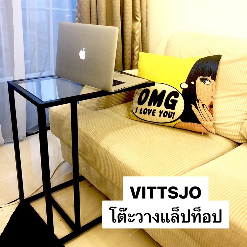 โต๊ะวางแล็ปท็อป-รุ่น-vittsj-วิทท์เชอ-ทำจากกระจกนิรภัยและเหล็ก-ขนาด-35x65-ซม