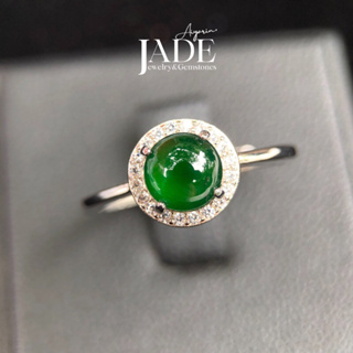 เเหวนหยกพม่า Natural Jadeite Type A Feicui เนื้อเเก้ว