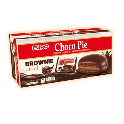 12-ซอง-euro-choco-pie-brownie-ยูโร่-ช็อกโก้-พาย-ขนมบราวนี่สอดไส้ช็อกโกแลตเคลือบช็อกโกแลต-204-กรัม