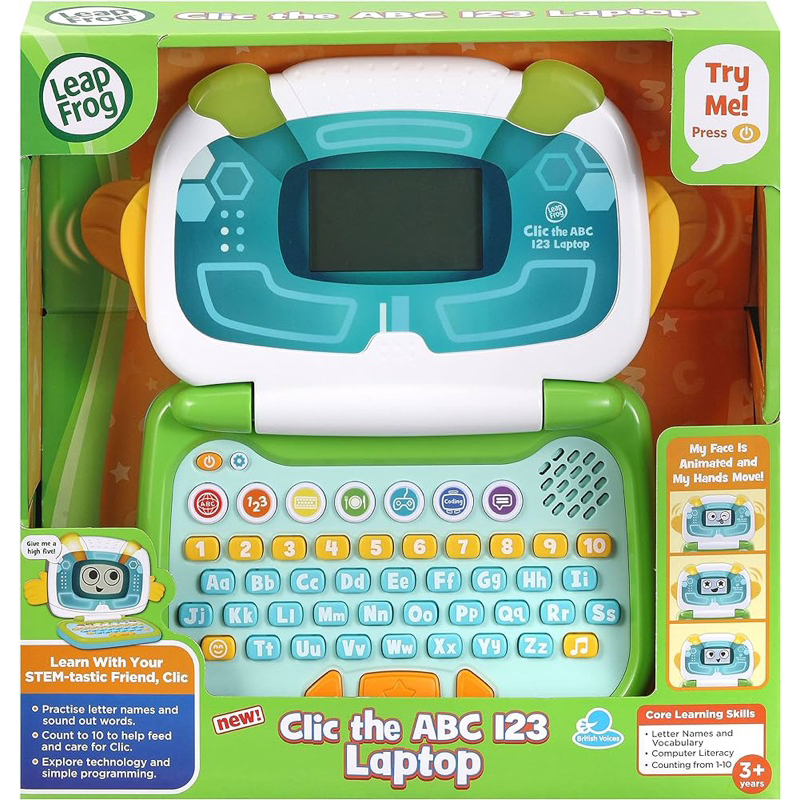 เครื่องคอมพิวเตอร์สำหรับเด็ก-แล็ปท็อปสำหรับเด็ก-ยี่ห้อ-leapfrog-clic-the-abc-123-laptop-green-รุ่นใหม่ล่าสุด-ของแท้-usa