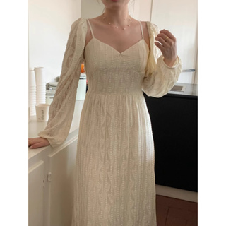 CHAWY Creamy lace dress ✨🍮 C4190 เดรสยาวสายเดี่ยว เดรสายเดี่ยวลูกไม้