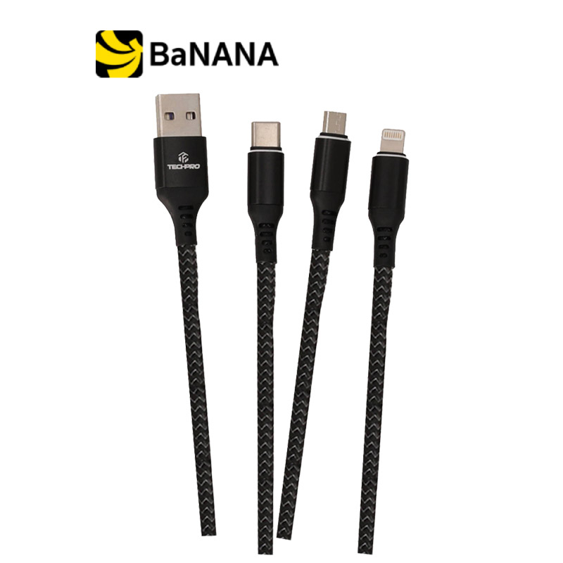 techpro-3-in-1-usb-a-to-usb-c-micro-lightning-cable-3a-charrger-amp-data-sync-3-1a-1m-nylon-black-by-banana-it