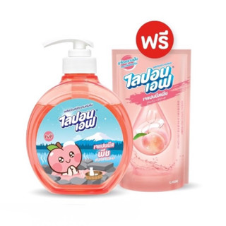 (แถมถุงเติม) Lipon F Japanese Peach Scent Dishwashing ไลปอน เอฟ เจแปนนีสพีช ผลิตภัณฑ์ล้างจานเข้มข้น 475 มล