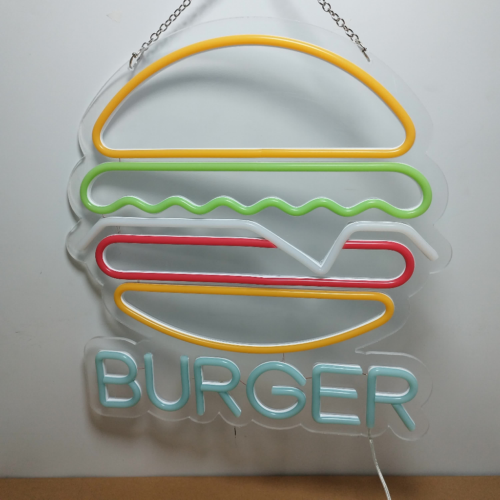 ป้ายไฟ-รูปแฮมเบอร์เกอร์-burger-ป้ายนีออนสำหรับตกแต่งผนังไฟนีออนสำหรับป้ายธุรกิจ-led-สำหรับร้านขายอาหารแฮมเบอร์เกอร์ครัว