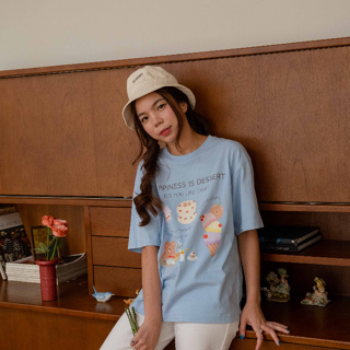 เสื้อยืด oversize Bonnie - Dessert pastel blue