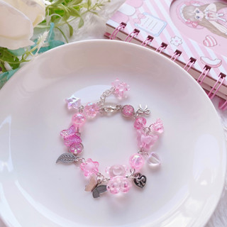 Bracelet กำไลข้อมือ สร้อยข้อมือน้องหมีชมพู Pink bear bracelet | Chanis Store