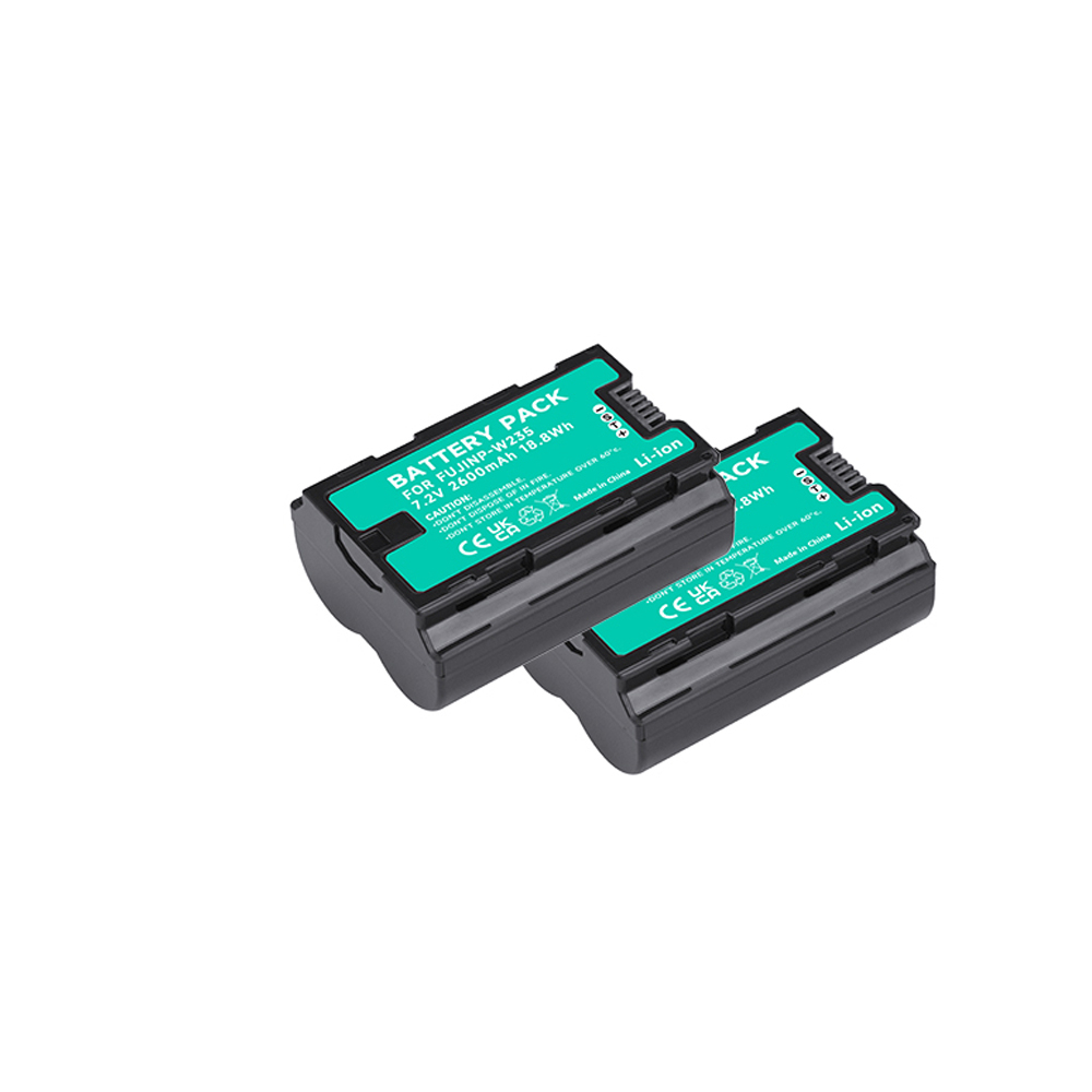 2 Batterie NP-W235 + Caricatore Doppio USB-C Per Fujifilm X-H2